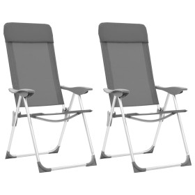 Folding camping chairs 2 units gray aluminum by vidaXL, camping furniture - Ref: Foro24-44304, Price: 123,99 €, Discount: %