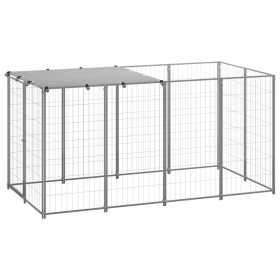 Silver kennel 2.42 m² steel by vidaXL, Dog kennels and fences - Ref: Foro24-3082202, Price: 221,85 €, Discount: %