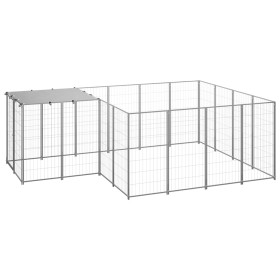 Silver kennel 6.05 m² steel by vidaXL, Dog kennels and fences - Ref: Foro24-3082208, Price: 278,40 €, Discount: %