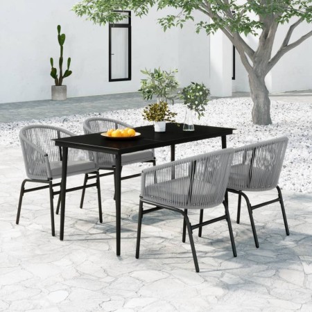 Juego de comedor para jardín 5 piezas ratán sintético gris de vidaXL, Conjuntos de jardín - Ref: Foro24-3099253, Precio: 503,...