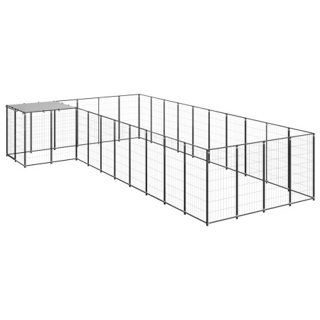 Black dog kennel, 13.31 m² steel by vidaXL, Dog kennels and fences - Ref: Foro24-3082238, Price: 485,99 €, Discount: %