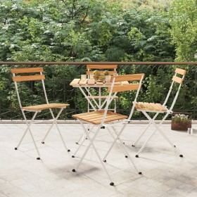 Folding café chairs 4 units steel and solid acacia wood by vidaXL, Garden chairs - Ref: Foro24-319975, Price: 135,88 €, Disco...