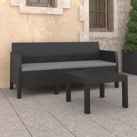 Set de muebles de jardín 2 pzas cojines PP ratán gris antracita de vidaXL, Conjuntos de jardín - Ref: Foro24-3079668, Precio:...