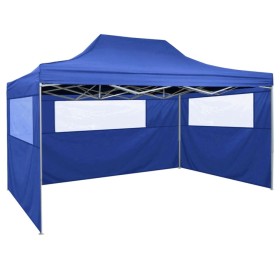 Folding tent with 3 walls 3x4.5 m blue by vidaXL, Tents and gazebos - Ref: Foro24-44971, Price: 186,62 €, Discount: %