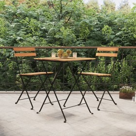 Klappbare Cafeteria-Möbel 3-teilig massives Teakholz und Stahl von vidaXL, Gartensets - Ref: Foro24-319977, Preis: 141,99 €, ...