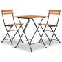 Folding café furniture 3-piece set solid teak wood and steel by vidaXL, Garden sets - Ref: Foro24-319977, Price: 141,17 €, Di...