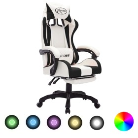 Gaming chair with RGB LED lights, black and white synthetic leather. by vidaXL, Office chairs - Ref: Foro24-288015, Price: 19...