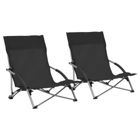 Folding beach chairs 2 units black fabric by vidaXL, Garden chairs - Ref: Foro24-312489, Price: 75,35 €, Discount: %