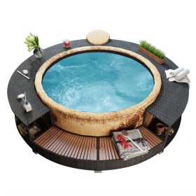 Whirlpool-Einlage aus schwarzem synthetischem Rattan von vidaXL, Pool- und Spa-Zubehör - Ref: Foro24-41454, Preis: 424,99 €, ...