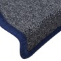 Alfombras de peldaños de escalera 15 uds gris y azul 65x24x4 cm de vidaXL, Alfombrillas para escalones - Ref: Foro24-322365, ...