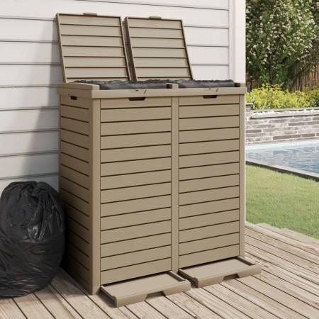 Light brown polypropylene exterior trash can 78x41x86 cm by vidaXL, Garbage cans and trash cans - Ref: Foro24-364174, Price: ...