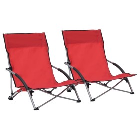 Folding beach chairs 2 units red fabric by vidaXL, Garden chairs - Ref: Foro24-312490, Price: 61,41 €, Discount: %