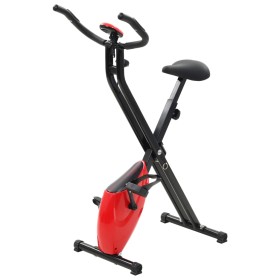 Magnetic X exercise bike with black and red heart rate monitor by vidaXL, Stationary bikes - Ref: Foro24-90483, Price: 169,99...