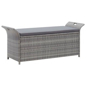 Bench with storage with gray synthetic rattan cushion 138 cm by vidaXL, garden benches - Ref: Foro24-45809, Price: 198,99 €, ...