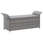 Banco con almacenaje con cojín ratán sintético gris 138 cm de vidaXL, Bancos de jardín - Ref: Foro24-45809, Precio: 198,99 €,...