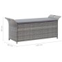 Banco con almacenaje con cojín ratán sintético gris 138 cm de vidaXL, Bancos de jardín - Ref: Foro24-45809, Precio: 198,99 €,...