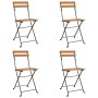 Folding café chairs 4 units steel and solid teak wood by vidaXL, Garden chairs - Ref: Foro24-319980, Price: 164,29 €, Discoun...