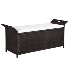 Aufbewahrungsbank mit Kissen 138 cm synthetisches Rattan braun von vidaXL, Gartenbänke - Ref: Foro24-44182, Preis: 191,20 €, ...