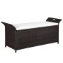 Storage bench with cushion 138 cm brown synthetic rattan by vidaXL, garden benches - Ref: Foro24-44182, Price: 190,89 €, Disc...