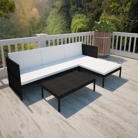 3-piece garden furniture set with black synthetic rattan cushions by vidaXL, Garden sets - Ref: Foro24-41382, Price: 300,71 €...