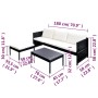 Set de muebles de jardín y cojines 3 pzas ratán sintético negro de vidaXL, Conjuntos de jardín - Ref: Foro24-41382, Precio: 3...