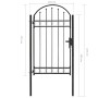 Puerta de jardín con arco superior 100x175 cm acero negro de vidaXL, Puertas de jardín - Ref: Foro24-143087, Precio: 242,36 €...