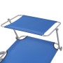 Tumbona con toldo de acero acero azul de vidaXL, Tumbonas - Ref: Foro24-42931, Precio: 90,99 €, Descuento: %