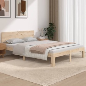 Estructura de cama de matrimonio madera maciza 135x190 cm de vidaXL, Camas y somieres - Ref: Foro24-810470, Precio: 115,47 €,...