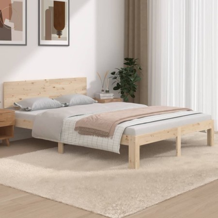 Solid wood double bed frame 135x190 cm by vidaXL, Beds and slatted bases - Ref: Foro24-810470, Price: 115,47 €, Discount: %