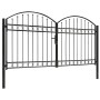 Double door fence gate with arch 300x150 cm black steel by vidaXL, garden gates - Ref: Foro24-143090, Price: 387,70 €, Discou...