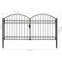 Double door fence gate with arch 300x150 cm black steel by vidaXL, garden gates - Ref: Foro24-143090, Price: 387,70 €, Discou...