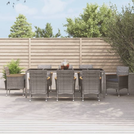 Garden dining set 9 pieces and gray synthetic rattan cushions by vidaXL, Garden sets - Ref: Foro24-3187386, Price: 732,62 €, ...