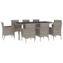 Set comedor jardín 9 pzas y cojines ratán sintético gris de vidaXL, Conjuntos de jardín - Ref: Foro24-3187385, Precio: 605,99...