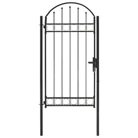 Garden gate with upper arch 100x250 cm black steel by vidaXL, garden gates - Ref: Foro24-146339, Price: 277,99 €, Discount: %