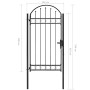 Garden gate with upper arch 100x250 cm black steel by vidaXL, garden gates - Ref: Foro24-146339, Price: 277,39 €, Discount: %