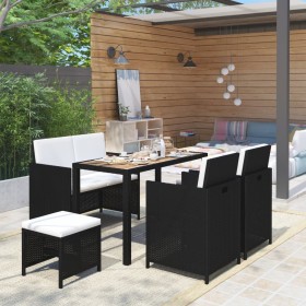 6-piece garden dining set made of synthetic rattan and black acacia wood by vidaXL, Garden sets - Ref: Foro24-43906, Price: 3...