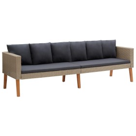 3-Sitzer-Gartensofa mit beigen Kissen aus synthetischem Rattan von vidaXL, Outdoor-Sofas - Ref: Foro24-310213, Preis: 277,39 ...