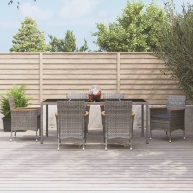 Garden dining set 7 pieces and gray synthetic rattan cushions by vidaXL, Garden sets - Ref: Foro24-3187384, Price: 536,21 €, ...