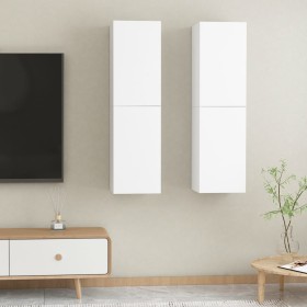 Muebles para TV 2 uds contrachapada blanco 30,5x30x110 cm de vidaXL, Muebles TV - Ref: Foro24-803363, Precio: 84,55 €, Descue...