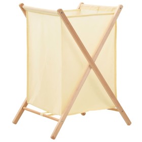 Wäschekorb aus Zedernholz und beigem Stoff 42x41x64 cm von vidaXL, Wäschekörbe - Ref: Foro24-246440, Preis: 33,54 €, Rabatt: %