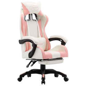 Gaming-Stuhl mit Fußstütze aus rosa und weißem Kunstleder von vidaXL, Bürostühle - Ref: Foro24-287994, Preis: 163,30 €, Rabat...