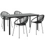 Juego de comedor de jardín 5 piezas ratán PVC negro de vidaXL, Conjuntos de jardín - Ref: Foro24-3156528, Precio: 582,81 €, D...