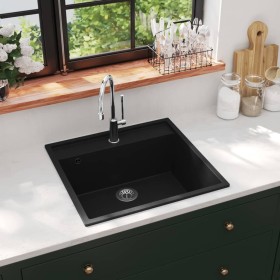 Kitchen sink with black granite overflow by vidaXL, Sinks - Ref: Foro24-147061, Price: 188,78 €, Discount: %