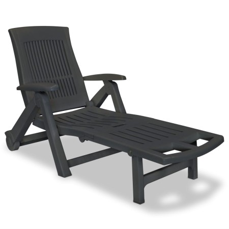 Anthracite gray plastic sun lounger with footrest by vidaXL, Loungers - Ref: Foro24-43588, Price: 152,94 €, Discount: %