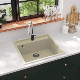 Kitchen sink with beige granite overflow by vidaXL, Sinks - Ref: Foro24-147063, Price: 171,99 €, Discount: %