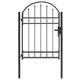 Puerta de jardín con arco superior 100x125 cm acero negro de vidaXL, Puertas de jardín - Ref: Foro24-143085, Precio: 217,99 €...