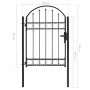 Puerta de jardín con arco superior 100x125 cm acero negro de vidaXL, Puertas de jardín - Ref: Foro24-143085, Precio: 218,27 €...