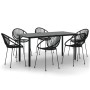 Juego de comedor para jardín 7 piezas ratán PVC negro de vidaXL, Conjuntos de jardín - Ref: Foro24-3156529, Precio: 780,20 €,...