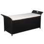 Storage bench with cushion 138 cm black synthetic rattan by vidaXL, garden benches - Ref: Foro24-44183, Price: 190,20 €, Disc...