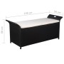 Storage bench with cushion 138 cm black synthetic rattan by vidaXL, garden benches - Ref: Foro24-44183, Price: 190,20 €, Disc...